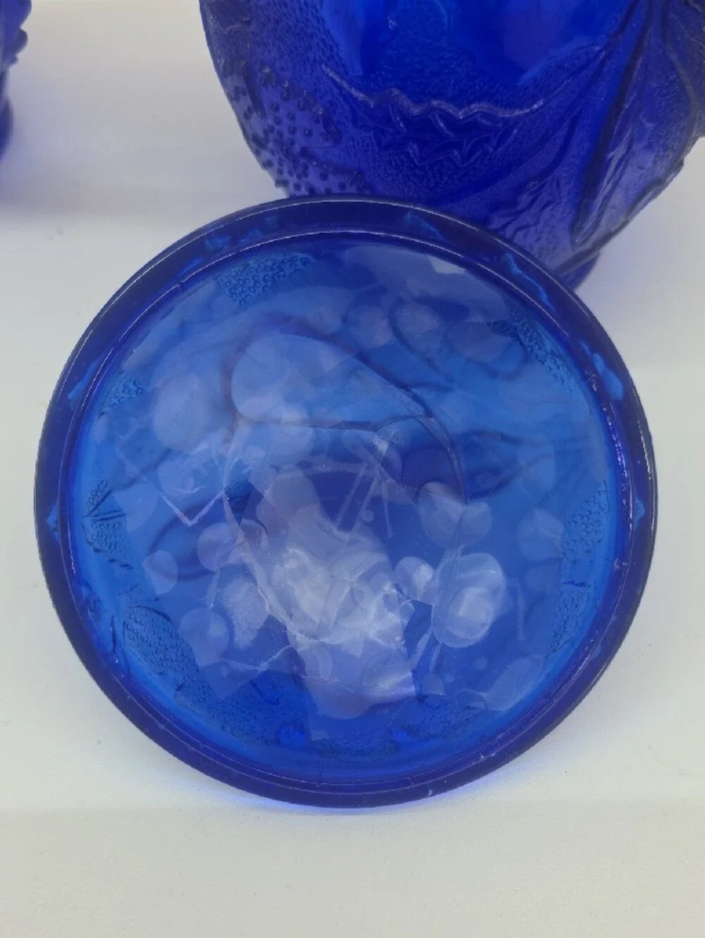 Cobalt Blue Pressed Glass Creamer Pitcher